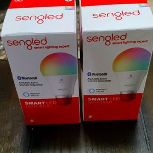 Two smart colored light bulbs with Alexa